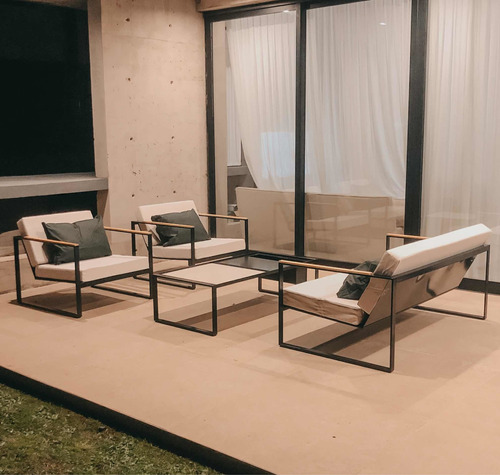 Sillones Living Exterior Premium Con Mesa Ratona Juego 