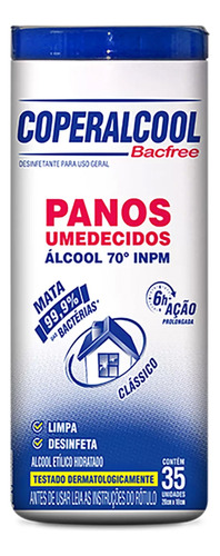 Pano Umedecido Cooper Alcool 70 Inpm Pote 35 Lenços