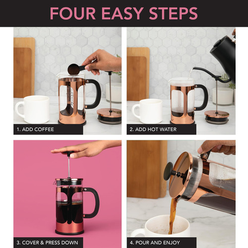 Farberware Cafetera De Prensa Francesa Cafetera De Té Y Oro Rosa