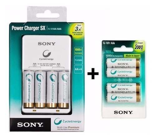 Carregador De Pilhas Sony Bivolt C/ 8 Pilhas Aa