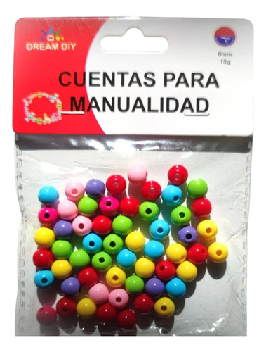 Cuentas De Plástico Redonda  8 Mm 45 Gramos (3 Bolsas)