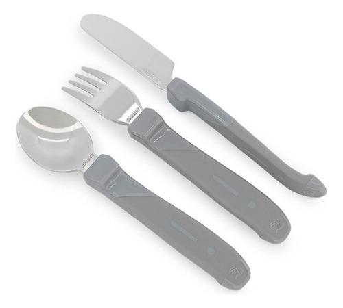 Cubiertos de acero inoxidable gris Twistshake