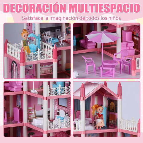Casa De Muñecas Para Niñas, Casa Muñecas Castillo De 4 Pisos