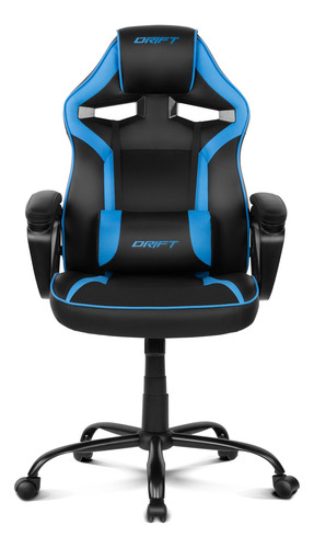 Silla de escritorio Drift DR50 gamer ergonómica negra y azul con tapizado de cuero sintético
