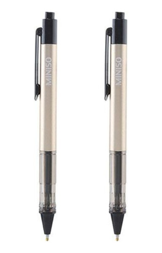 Pluma Lapicera Metalica Retractil 0.5mm De Gel 14*1cm Miniso Tinta Negro Exterior Dorado