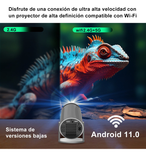 Proyector Android Tv Con Netflix,4k Portátil 110v,wifi 6 Hd Gris Oscuro