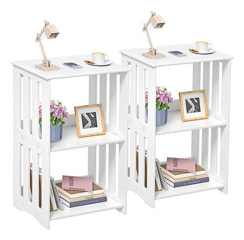 Hayofamy 3 Tier End Table Nightstand Set De 2, Mesa Auxiliar