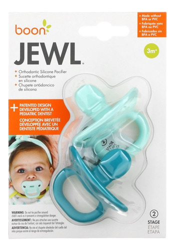 Pack 2 Chupetes Ortodoncico Etapa 2 De Silicona Boon B11272 Color Teal Período De Edad 0-6 Meses