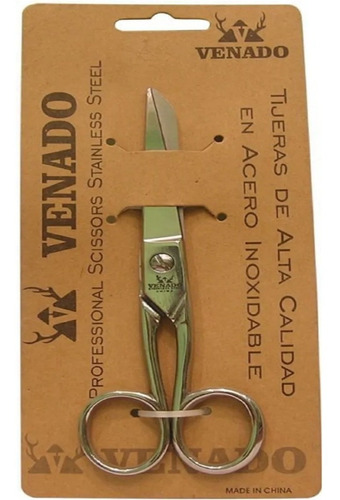 Imagen 3 de 10 de Tijera Venado Acero Inoxidable Ojal Simple 17,5 Cm Afilada