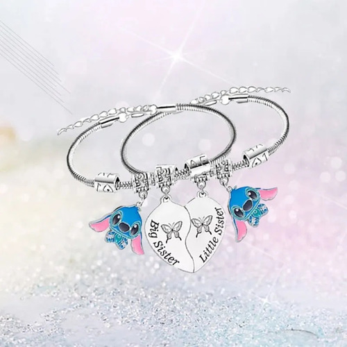 2pcs Pulseras De Mujer Jaysuing Acero Inoxidable Plata Regalo Stitch pulsera Plata Para Stitch Dije Ajustable Joyeria Mujer
