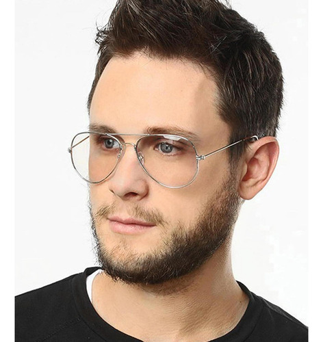 Gafas Aviador Clásicas Unisex Metal Lentes Transparentes