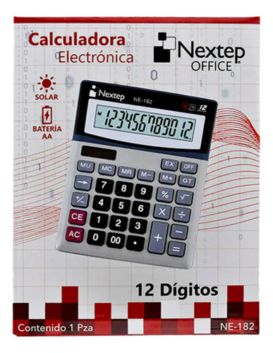 CALCULADORA NEXTEP 12 DIGITOS ESCRITORIO BATERIA / SOLAR