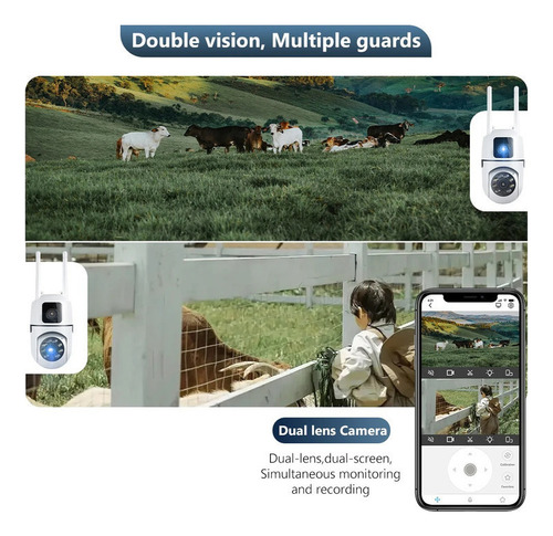Cámara Ip De Doble Lente De 8mp Para Exteriores, V380pro