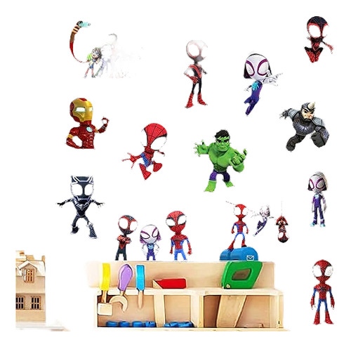 Pegatinas Superheroes Spiderman Iron Man Decorativo Niños