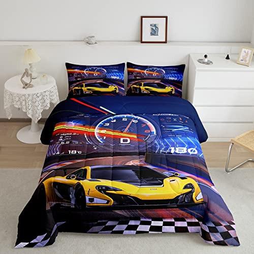 Juego De Ropa De Cama De Coche De Carreras Tamaño Quee...