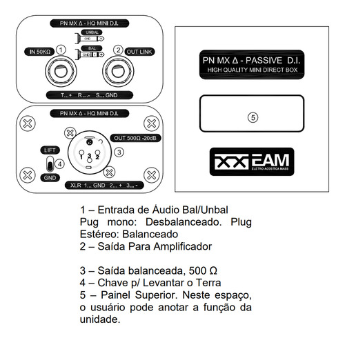 Mini Direct Box Pn Mx Delta Passivo 1 Canal Interface Audio