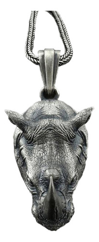 A Collar Con Colgante De Rinoceronte Con Cadena De Acero De