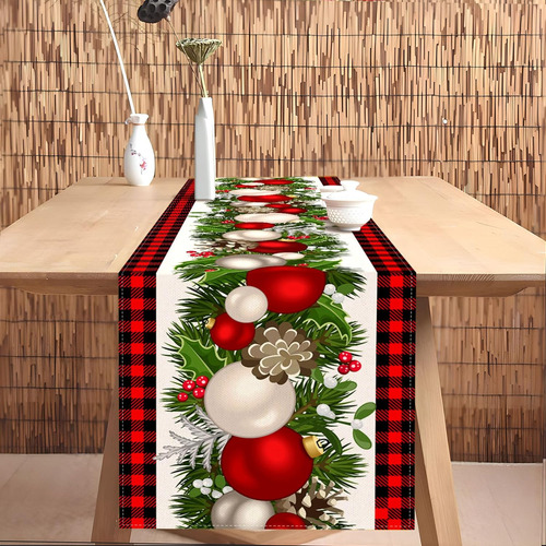 Mesa Navidena A Cuadros De Búfalo Negro Y Rojo Nepnuser...