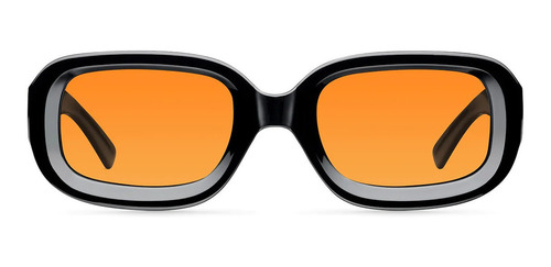 Anteojos de sol polarizados Meller Dashi con marco de policarbonato color negro, lente naranja de triacetato de celulosa, varilla negra de policarbonato