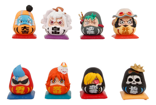 Figuras Daruma One Piece Set X 8 U. Anime Gahapon 8 Cm.