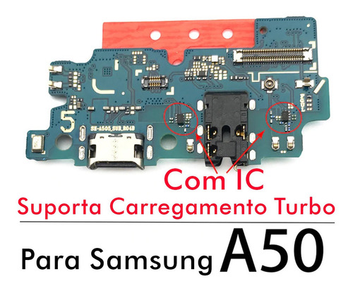 Imagem 2 de 8 de Conector Carga Placa Usb Microfone A50 A505f Flex Original