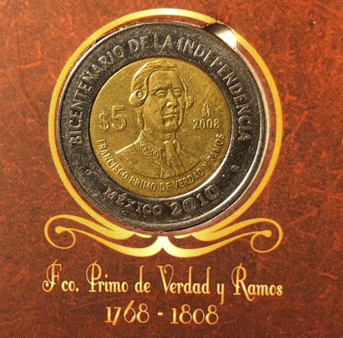 Moneda Conmemorativa $5 Francisco Primo De Verdad Y Ramos
