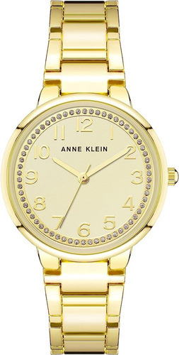 Reloj Mujer Anne Klein Cristal Mineral 32 Mm Ak/3778chgb Color de la correa Dorado Color del bisel Dorado Color del fondo Dorado