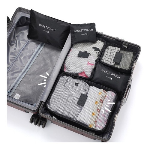 Organizador Viajero Negro Set 6 Unidades