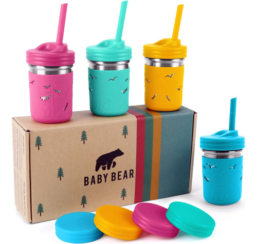 Baby Bear Products Vasos Para Niños - Juego De 4, Tarro De A