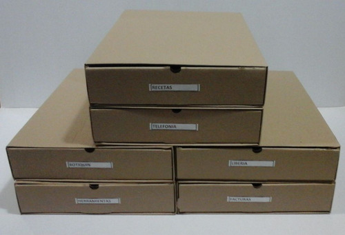 Imagen 4 de 7 de 8 Cajas Cajoneras Organizadoras B/f 39x29x6 Corrugado