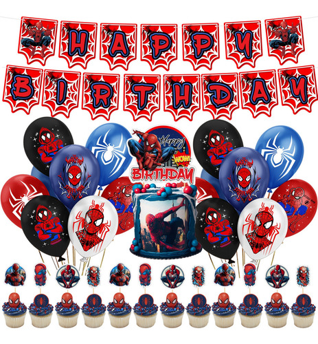 Kit Fiesta Spiderman Globos De Cumpleaños Decoración