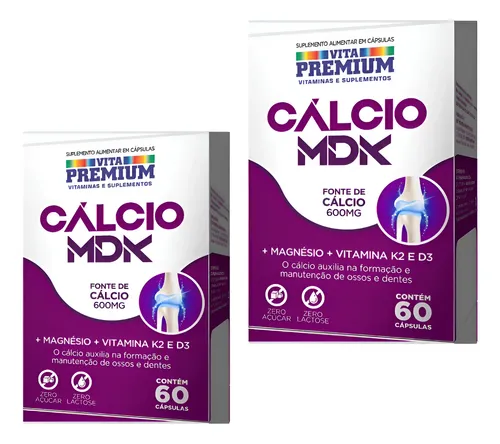 Kit2 Calcio Mdk 600mg Ultra Concentrado 60cps - Vita Premium