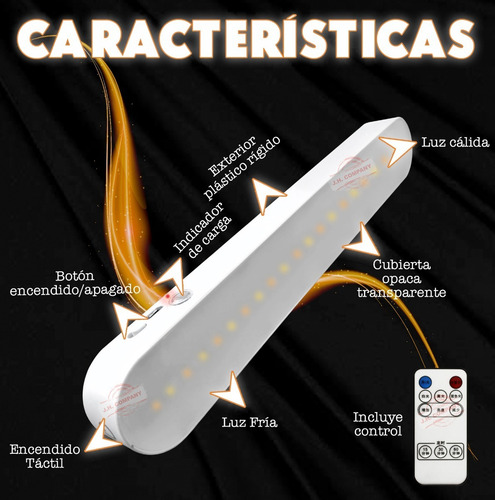 Imagen 3 de 7 de Lampara Led Iman Recargable Usb 3 Cambios Luz Control 9956