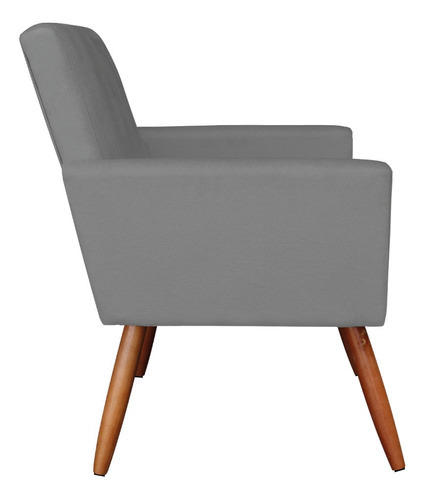 Poltrona Decorativa Nina Suede Grafite Com Encosto Alto Cor Cinza-escuro Desenho do tecido Liso