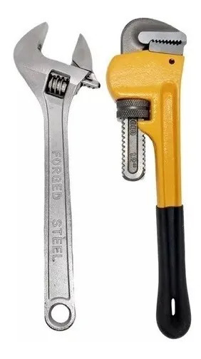 Kit Jogo Ferramentas Chave Inglesa 12 E Grifo 12 - Rotta376