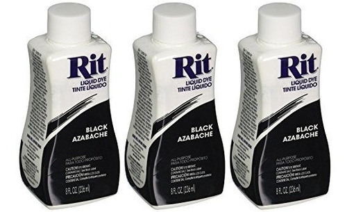 Tinte De Tela Líquido Rit Negro 8 Oz, Pack De 3