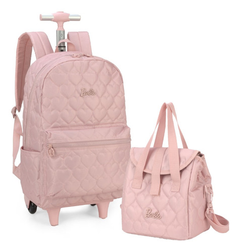 Kit Mochila Rodas Lancheira Barbie Luxcel Mc46822bb Rose