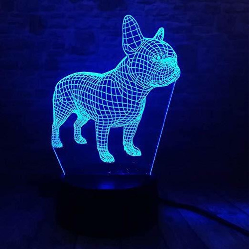 Ilusión Francés Bulldog Luz De La Noche 3d Lámpara De Mesa Y