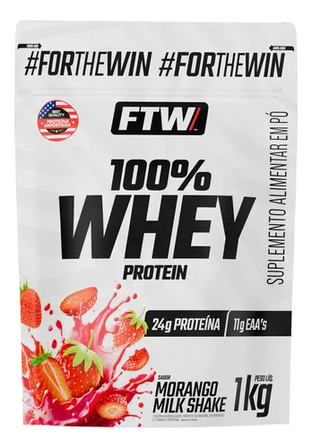 Whey Protein 100% Concentrado Refil 1kg Sabor Morango Milk Shake ...