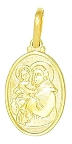 Pingente Religioso Medalha Santo Antônio Folheado A Ouro 18k