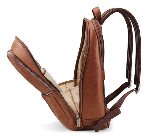 Mochila Samsonite Clásica De Cuero/coñac/notebook 13 Inch Color Marrón Diseño De La Tela Liso