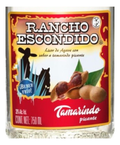 Pack De 12 Licor De Agave Rancho Escondido Tamarindo 750 Ml