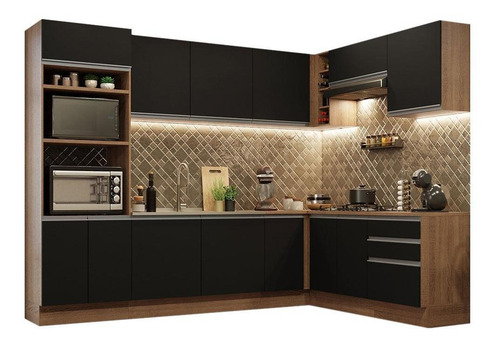 Cozinha Completa Cant Madesa Glamy 479001 C Arm Bal S Tam Rp Cor Rustic/Preto