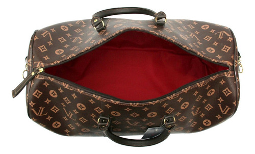Kit Bolsas Necessaire E Mala Viagens Resistente Alça Reforça Marrom Letra Ouro Marrom
