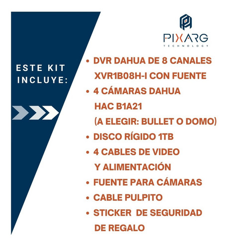 Imagen 2 de 10 de Kit 4 Camaras Seguridad Full Hd Dvr 8 Dahua 1080p P2p +disco