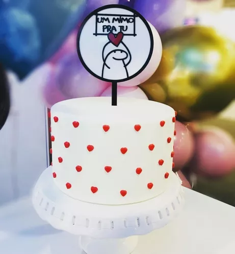 Topo De Bolo Festa Aniversário Flork Meme Acrílico 21 Cm