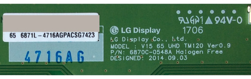 T-con / Philips 6871l-4716a 6870c-0548a 4716a 65pfl5602/f7 (Usado)