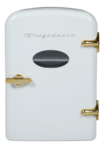 Mini Refrigerador Personal Retro Portátil Color Oro Blanco
