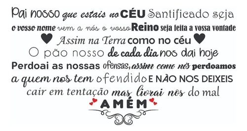 Adesivo Decorativo Parede Motivação Pai Nosso 53x100cm Cor Preto