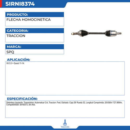 Flecha Homocinética Nissan Quest 2011-2014 V6 3.5